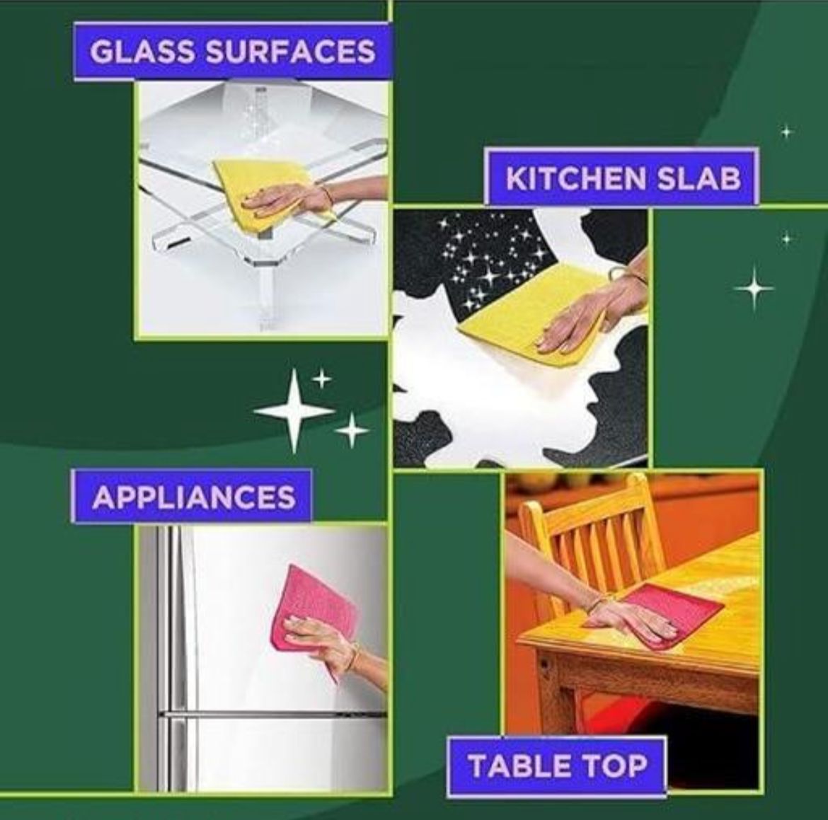 Reusable & Washable Cellulose Sponge Wipes for Kitchen