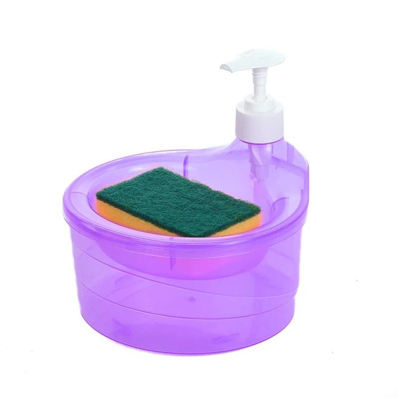 2-in-1 Dish Wash Soap Dispenser with Pump & Sponge for Kitchen Sink | Double Layer Design, ABS Plastic, 1L Capacity