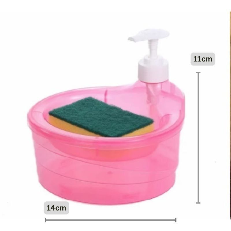 2-in-1 Dish Wash Soap Dispenser with Pump & Sponge for Kitchen Sink | Double Layer Design, ABS Plastic, 1L Capacity