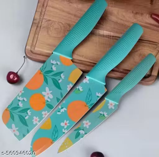 Sontuku Knife | Chef Knife | Utility Knife Combo | Professional Kitchen Knives for Chopping | 3-Piece Blue Stainless Steel Kitchen Knife Set