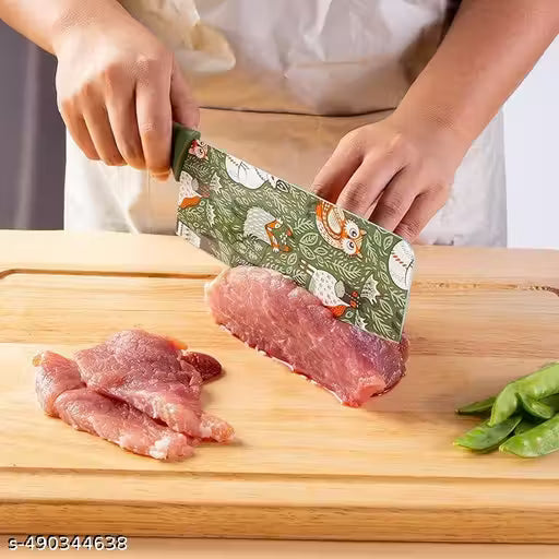 Printed Stainless Steel Kitchen Knife Set with Non-Slip Handle, Antibacterial Multi Colors -Printed Non-Stick Coating, Paring Knife (Pack of 3)(GREEN)